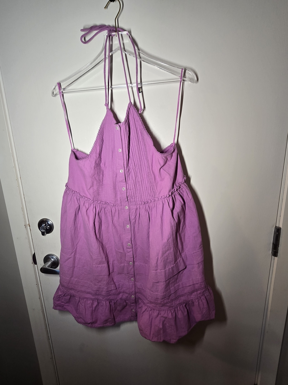 Free People Lavender-Pink Button-Front Mini Sundress